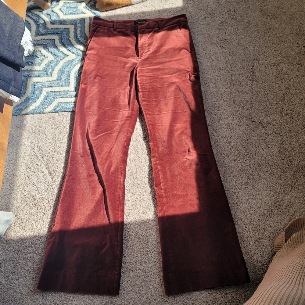 Velvet/Velour Banana Republic Pants, brick red, slight flare, women's 6 $15